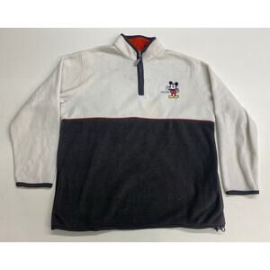 VTG Y2K Men Disney Mickey Mouse & Co. Jerry Leigh 1/4 zip fleece pullover, L